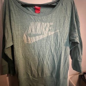 Nike off the shoulder sweater. Light blue, size small.